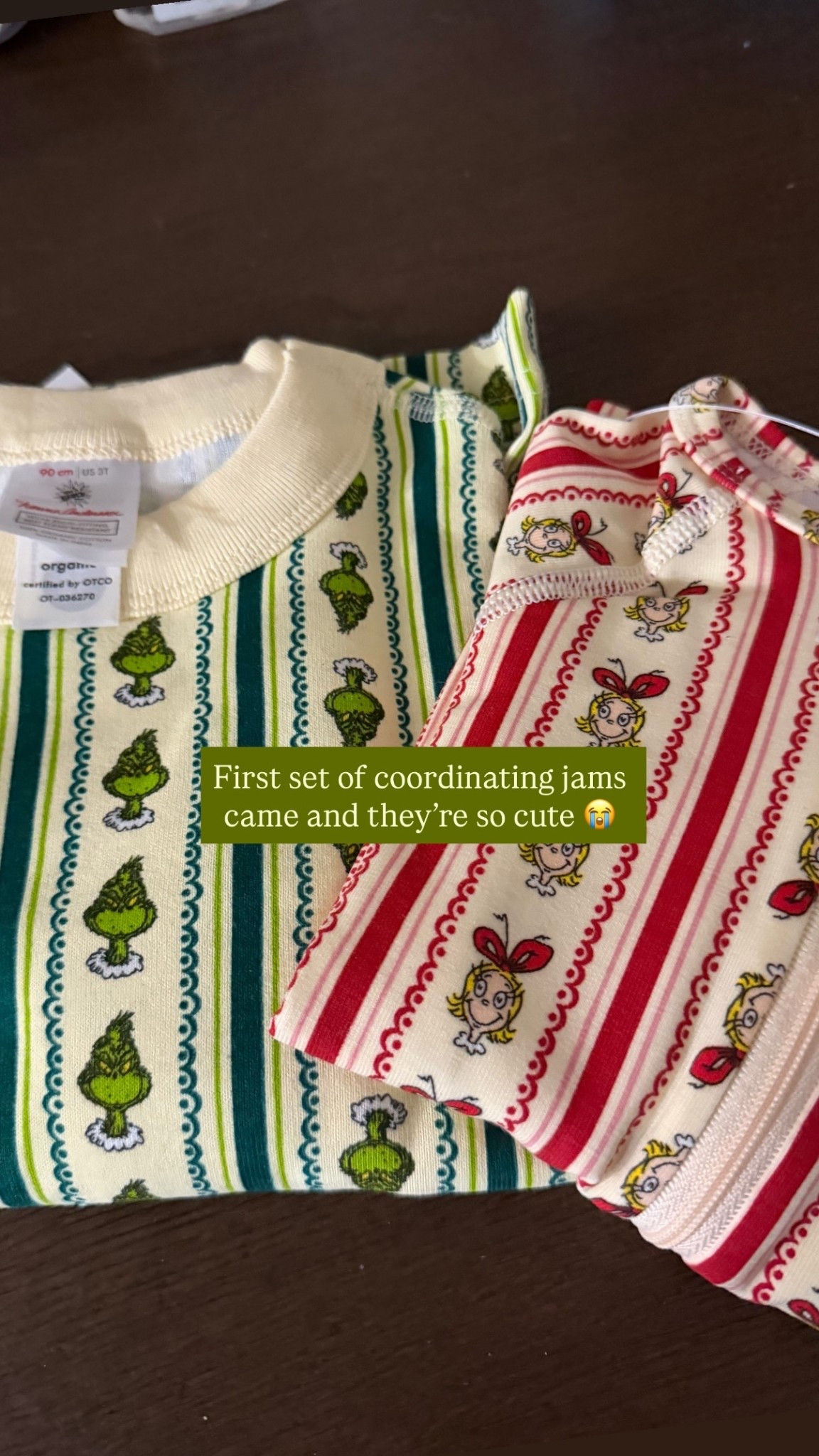 First set of coordinating jams came and they’re so cute 😭