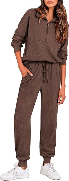 PRETTYGARDEN Womens 2 Piece Sweatsuits Set Long Sleeve Half Zip Pullover Sweatshirt Joggers Sweat... | Amazon (CA)