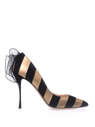 Leather and suede stripe point-toe pumps | Matches (US)