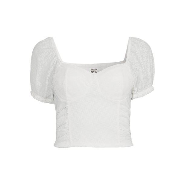 Madden NYC Juniors Puff Sleeve Lace Top | Walmart (US)