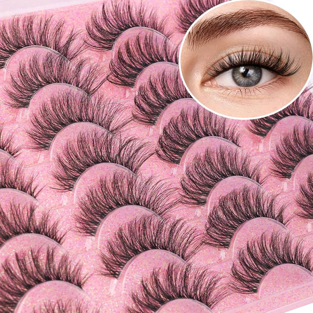 Lashes Natural Look Faux Mink Eyelashes Wispy Clear Band Lashes Fluffy 16mm Natural False Lashes ... | Amazon (US)