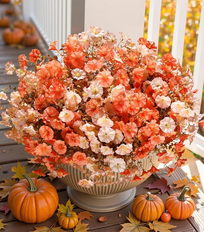 Fall Flowers Artificial for Decoration Fake Flowers Plants for Outdoor, 12 Bundles Silk Morning G... | Amazon (US)