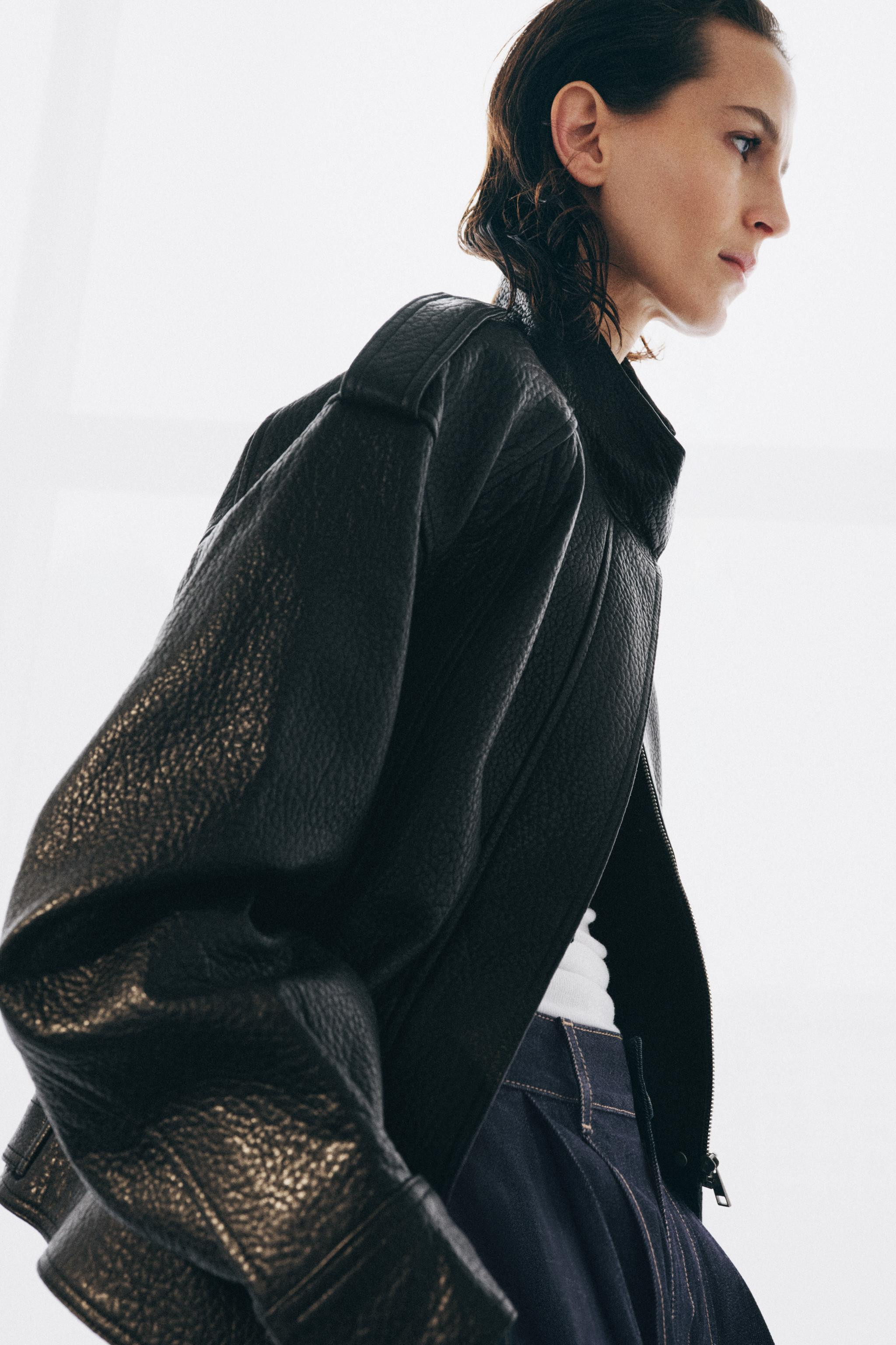 100% LEATHER BOMBER JACKET ZW COLLECTION LIMITED EDITION | Zara US