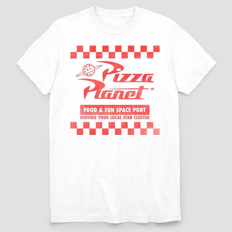 Men's Disney Toy Story Pizza Planet Short Sleeve Graphic T-Shirt - White | Target