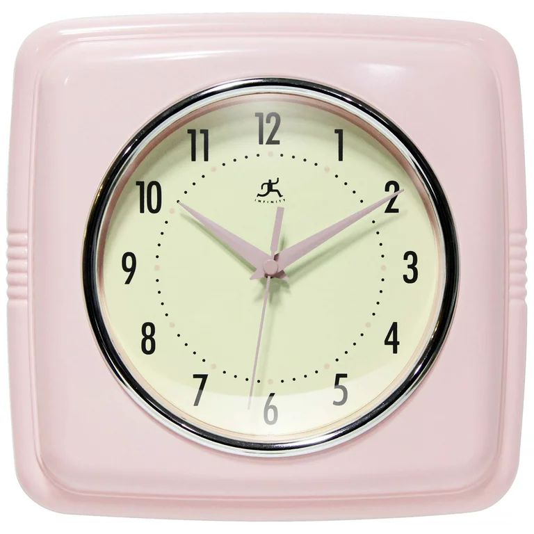 Infinity Instruments Retro Sqaure Rose Blush Pink Plastic 9.25-inch Analog Wall Clock | Walmart (US)