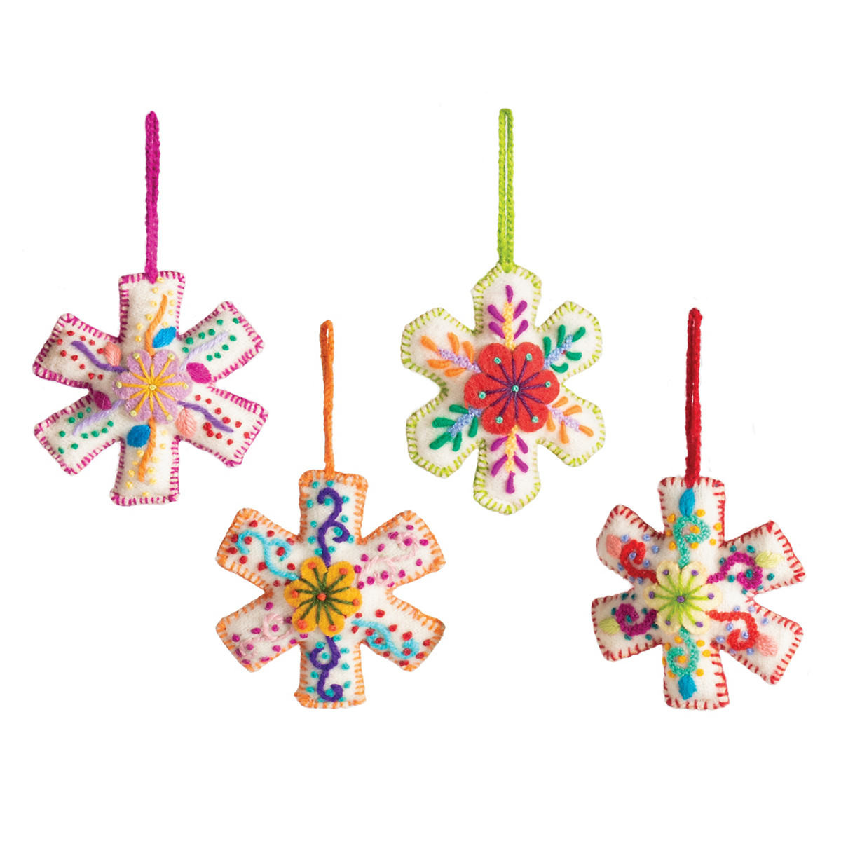 Embroidered Snowflake Ornament/Set 4 | Annie Selke