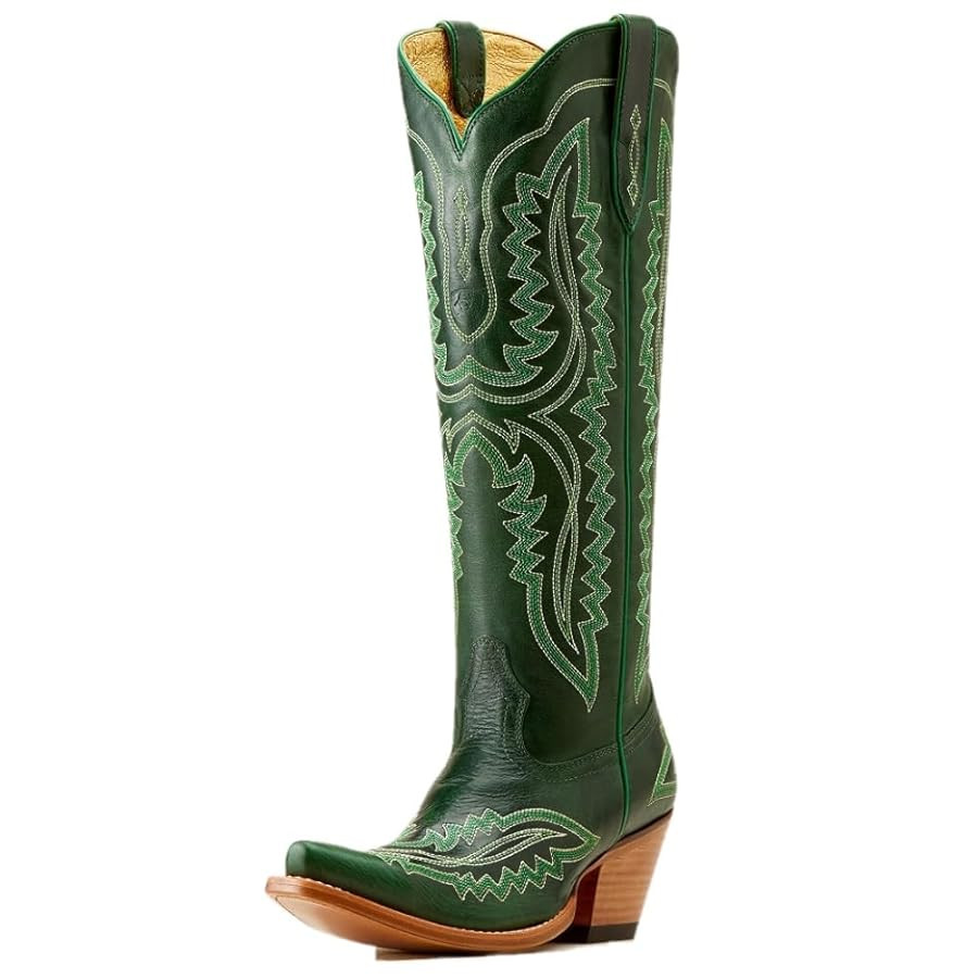 ARIAT Womens Casanova Embroidered Snip Toe Zippered Casual Boots Knee High Mid Heel 2-3" - Black | Amazon (US)