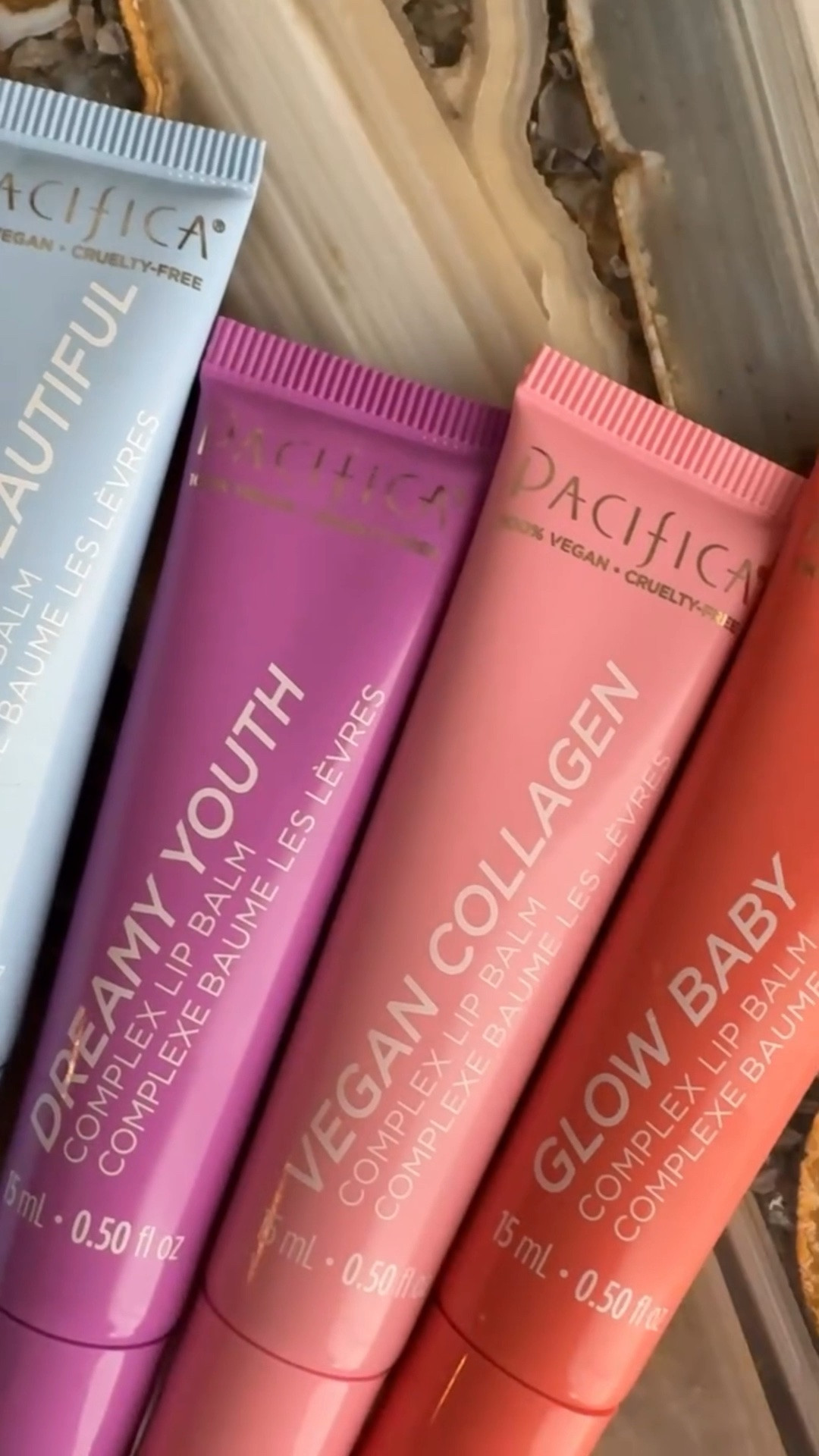 unboxing the complex lip balm line from @pacificabeauty 🧡🩷

Did any of these shades surprise you?

🩷 vegan collagen - vanilla cupcake flavor in a cool pink shimmer shade
💜 dreamy youth - strawberry rose flavor in a pinky red shade 
🩵 wake up beautiful - lavender lemonade in clear
🧡 glow baby - orange creamsicle flavor in a neutral coral shimmer shade 

#pacificabeauty #cleanbeauty #lipbalm #vegancollagen #plantsqualane