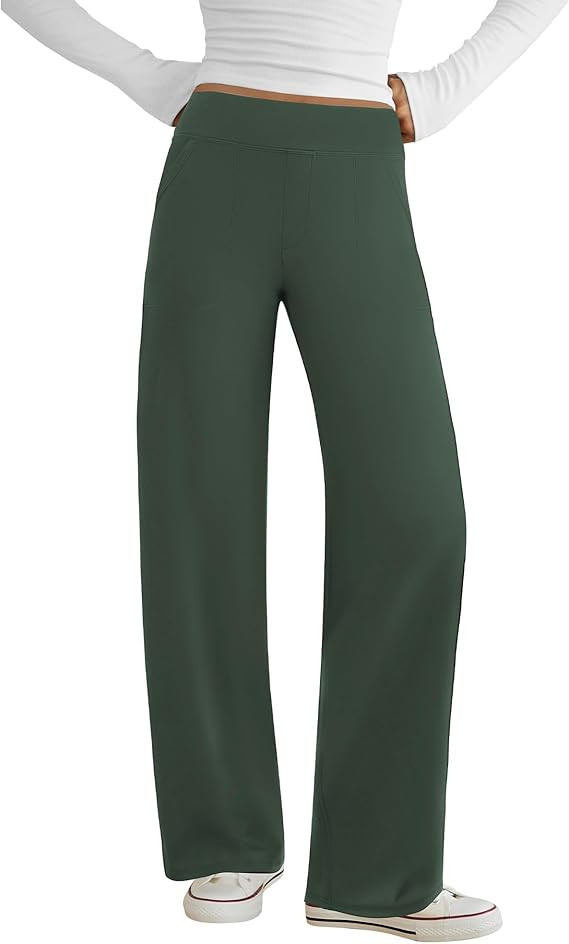 Wide Leg Pants Woman Yoga Pants with Pockets Stretch Dress Work Pants Casual Lounge Sweatpants | Amazon (US)