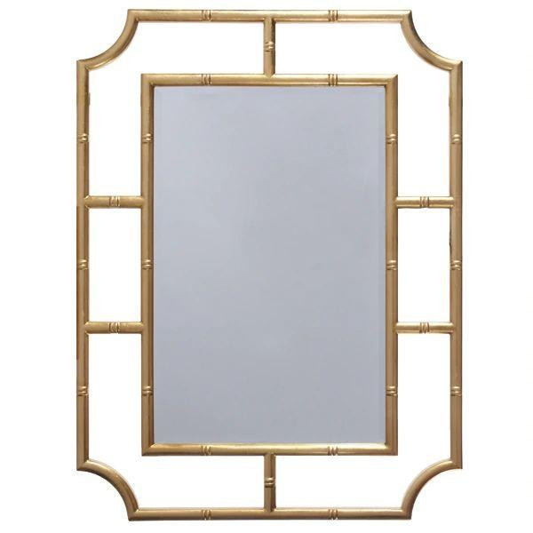 Marian Mirror w/ Bamboo Detail Frame in Gold Leaf | Burke Decor