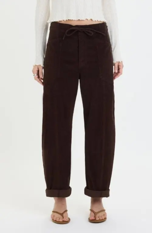 DAZE Villa Drawstring Barrel Leg Pants in Chocolate at Nordstrom, Size 25 | Nordstrom
