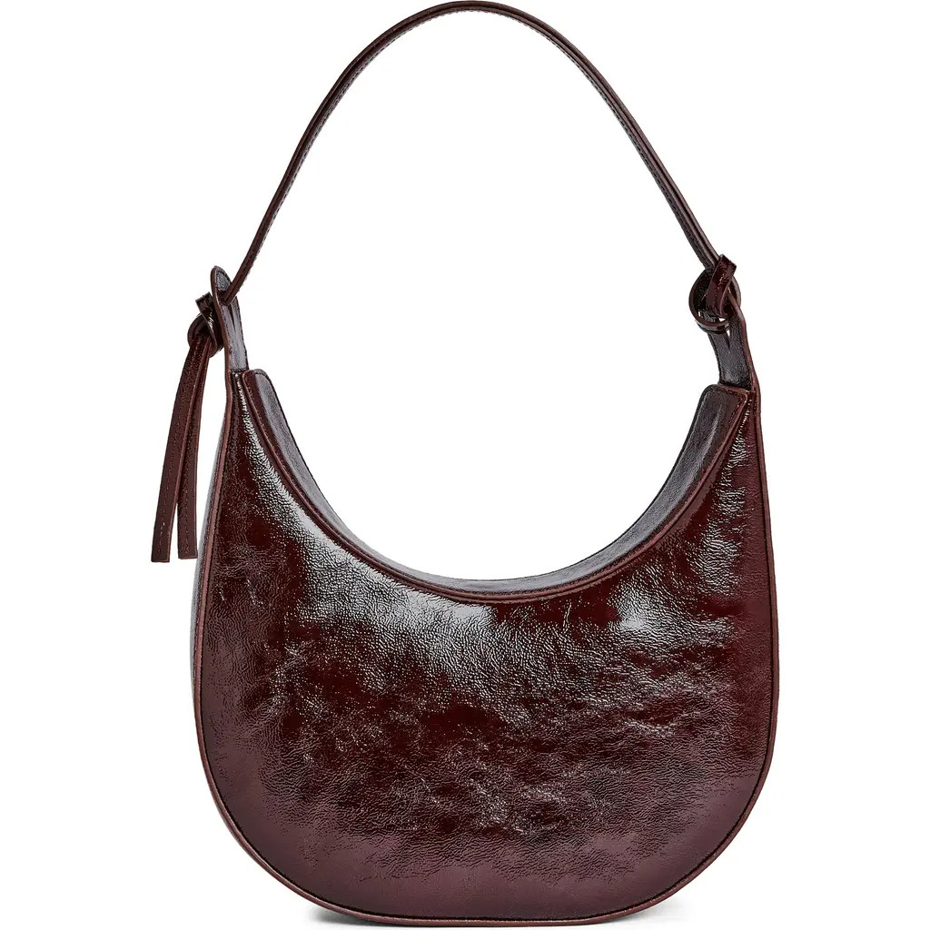 Reformation Medium Rosetta Shoulder Bag in Rum Raisin Crinkle Patent at Nordstrom | Nordstrom