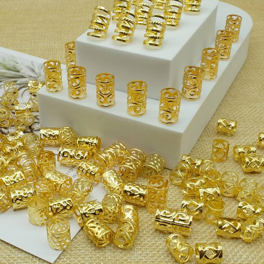 100 PCS Gold Hair Accessories Loc Hair Jewelry for Braids, Dreadlock Accessories for Women and Gi... | Amazon (US)