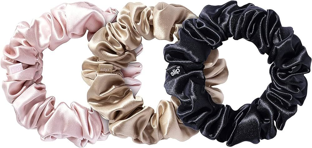 Slip Silk Large Scrunchies in Black, Pink, and Caramel - 100% Pure 22 Momme Mulberry Silk Scrunch... | Amazon (US)
