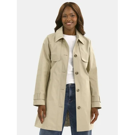 Time and Tru Women s Belted Trench Coat Midweight Sizes XS-2X | Walmart (US)
