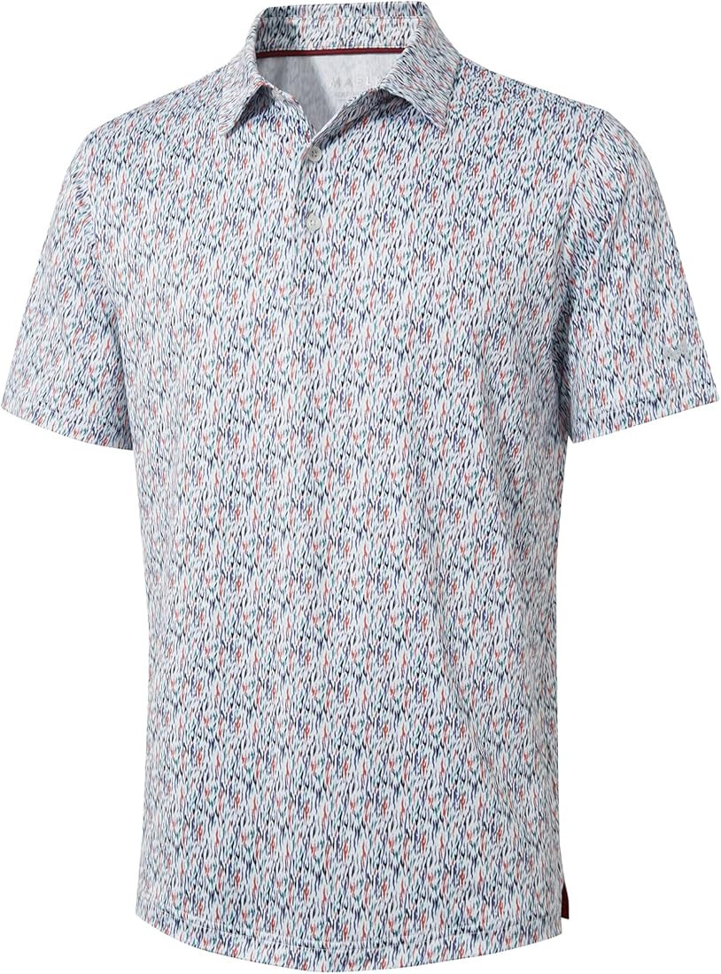 Golf Shirts for Men Dry Fit Short Sleeve Print Performance Moisture Wicking Polo Shirt | Amazon (US)