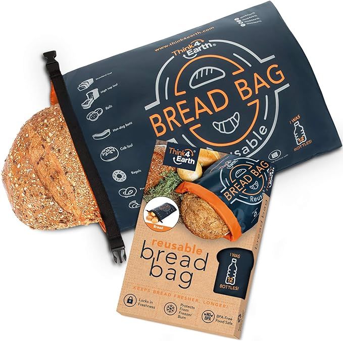 Think4Earth – Linen Bread Bag - Reusable freezer bread bag for homemade bread maker gift giving... | Amazon (US)