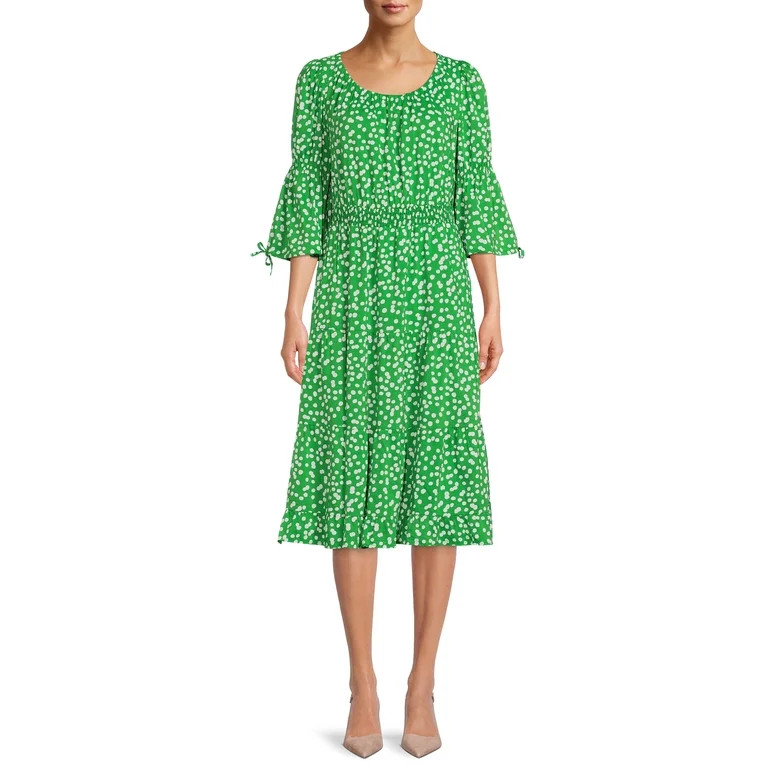 The Get Women's Tiered Midi Dress with Smocked Waist | Walmart (US)