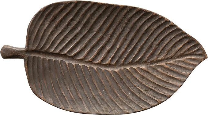 Bloomingville Decorative Hand-Carved Mango Wood Leaf Tray, Natural | Amazon (US)