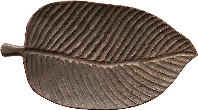 Bloomingville Decorative Hand-Carved Mango Wood Leaf Tray, Natural | Amazon (US)