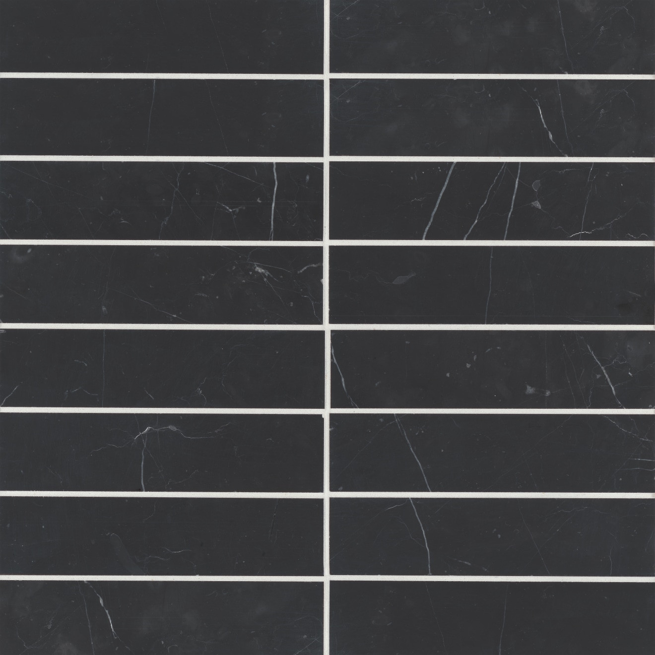 Monet 2" x 8" Honed Marble Decorative Tile in Nero Marquina | Bedrosians Tile and Stone