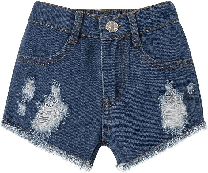 U·nikaka Baby Clothes Infant Toddler Boy Girl Outfit Summer Casual Ripped Jeans Denim Shorts wit... | Amazon (US)