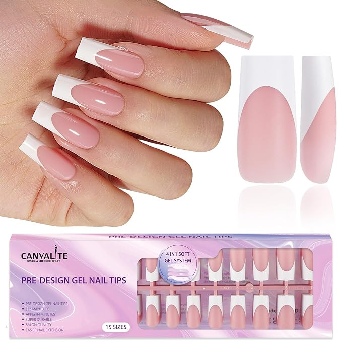 Canvalite French Tip Press on Nails - 300Pcs Pre-Colored Quick and Easy Press on Nails Long Squar... | Amazon (US)