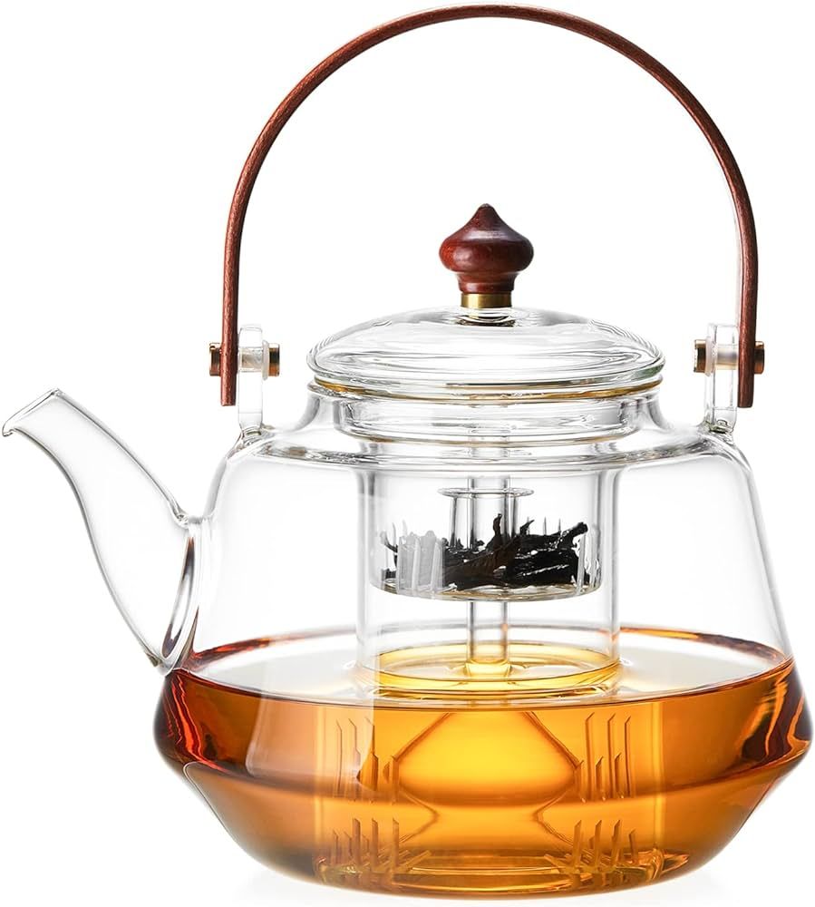 1250ml/ 42oz Glass Teapot for Loose Tea Leaves, Glass Tea Kettle with Removable Infuser, Heat Res... | Amazon (US)