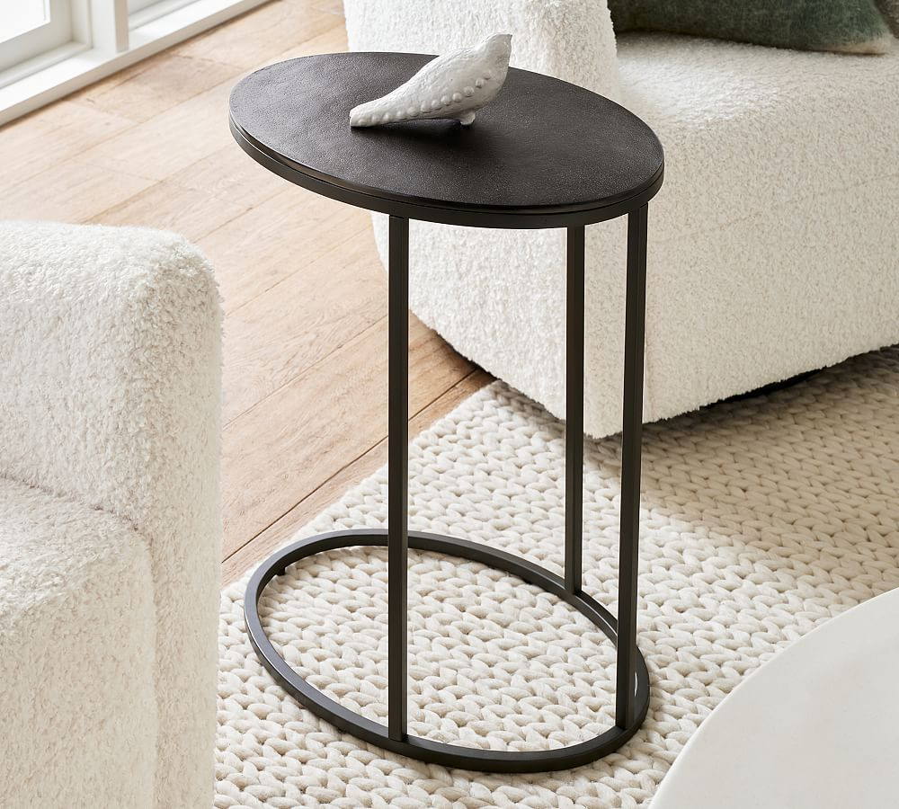 Duke Oval Metal C-Table | Pottery Barn (US)