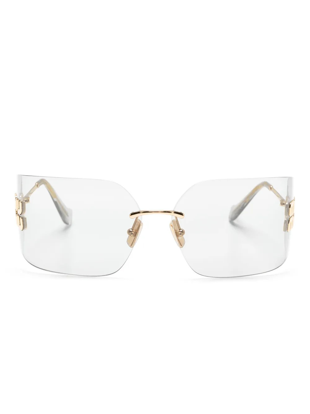 Miu Miu Eyewear Rimless Sunglasses | Gold | FARFETCH | Farfetch Global