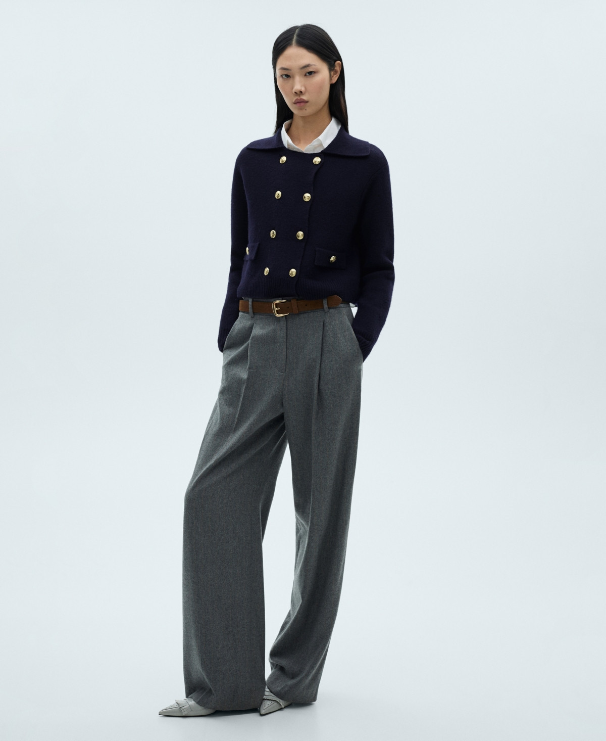 Mango Women's Double Breasted Wool Sweater - Dark Navy | Macy's