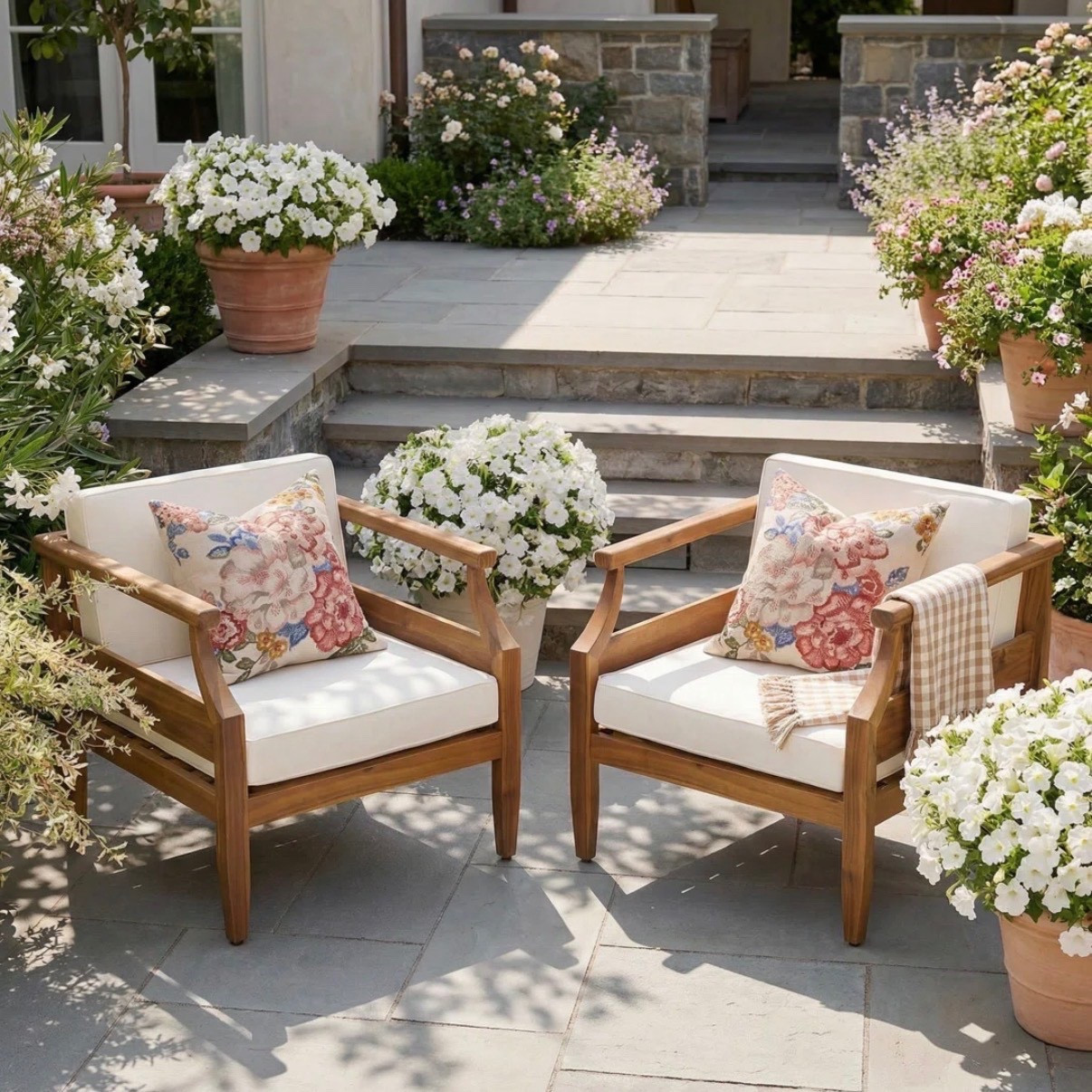 Outdoor lounge chairs that look expensive. Wayfair outdoor chair set. 

#LTKHome #LTKSeasonal