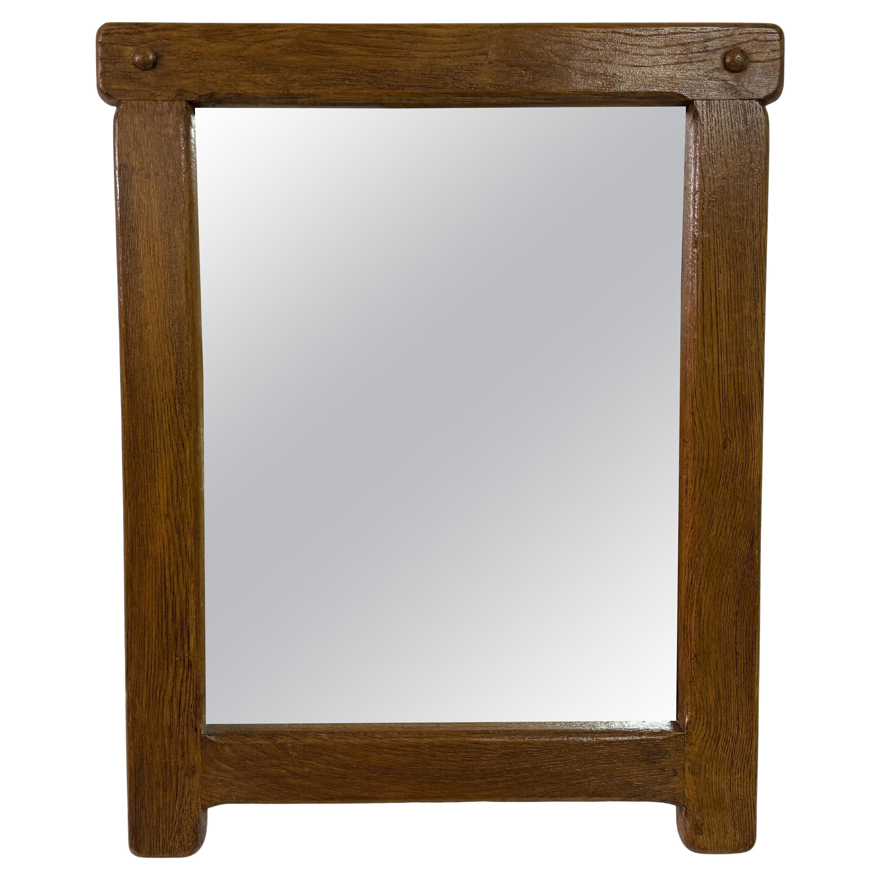 1960s Belgian Oak Brutalist Mirror | 1stDibs