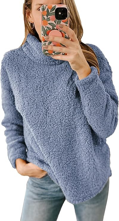 PRETTYGARDEN Women's Long Sleeves Turtleneck Casual Pullover Sweater Winter Fuzzy Fleece Warm Out... | Amazon (US)