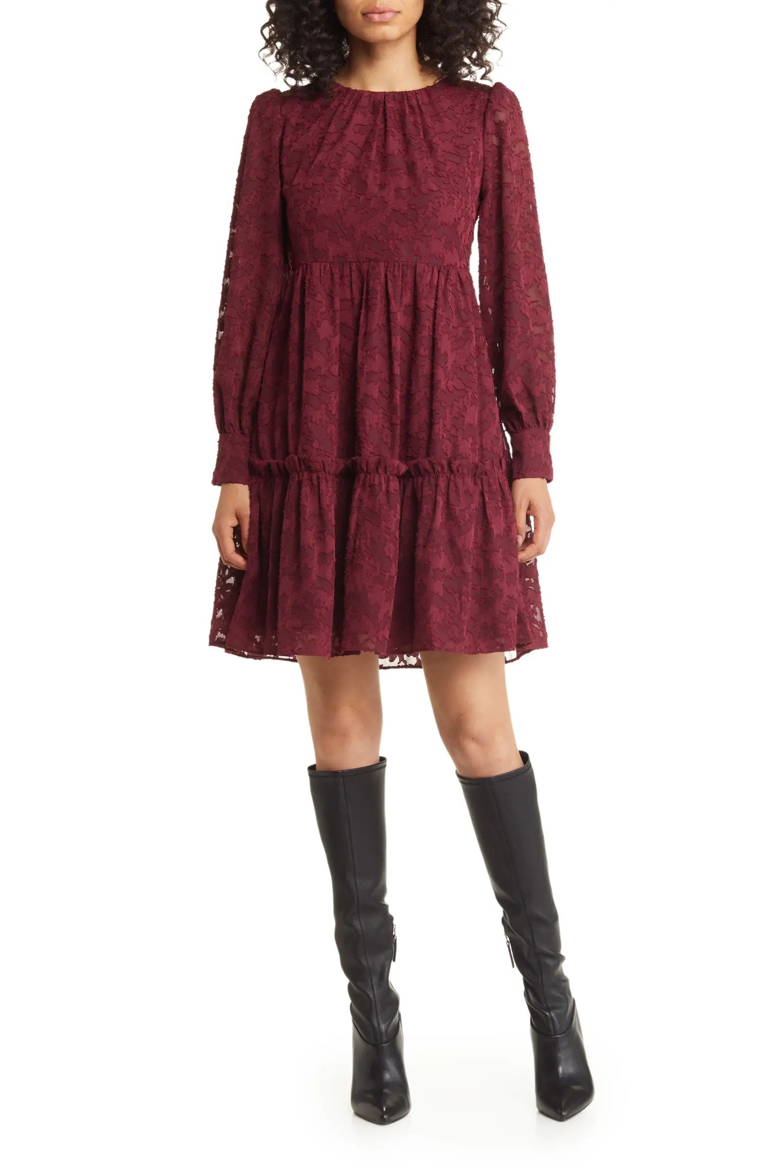 Floral Lace Long Sleeve Tiered Dress | Nordstrom