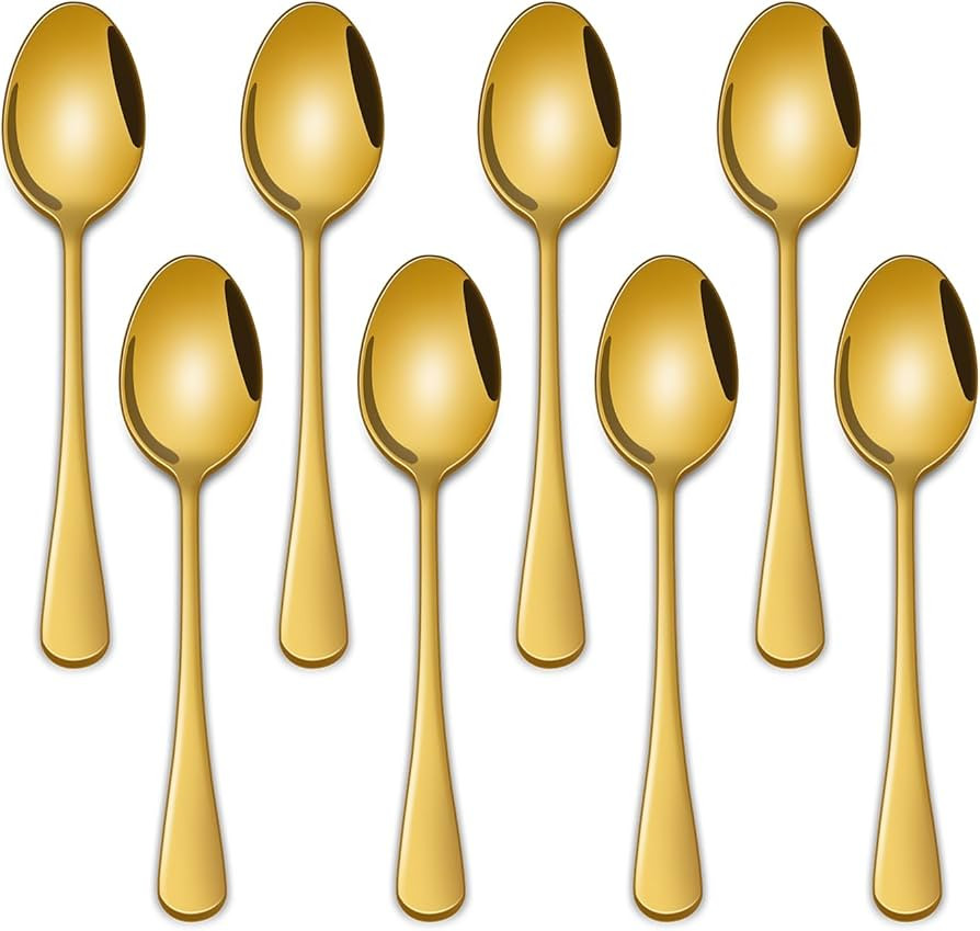 5.5 Inch Coffee Spoons,8 Pieces Stainless Steel Gold Tea & Coffee Spoon,Mirror Polishing Metal Sm... | Amazon (US)