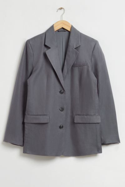 Relaxed Single-Breasted Silk Blazer | H&M (UK, MY, IN, SG, PH, TW, HK)