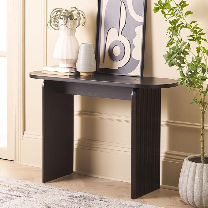 SAFAVIEH Home Collection Syura Black Ribbed Oval Top Console Table for Living Room Foyer Bedroom ... | Amazon (US)