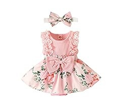 KAFIREN Baby Girl Clothes Newborn Romper Dress Infant Lace Ruffle Sleeveless Summer Outfits with ... | Amazon (US)