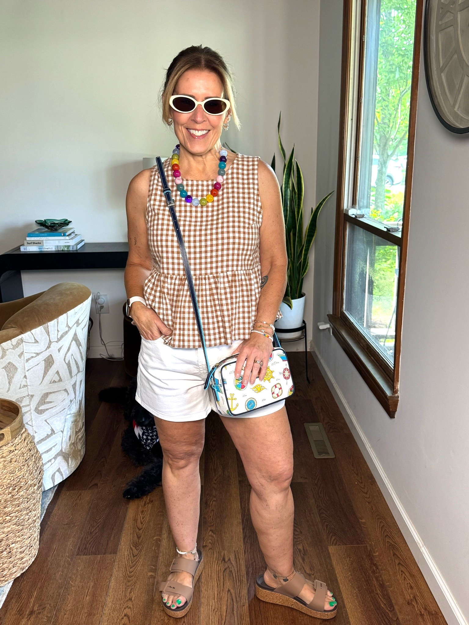 Weekend outfit for a very hot day. Toni’s part of a two-piece set from Amazon. Wearing size M. Shorts from Old Navy are sold out, so I linked similar. BaubleBar necklace, Amazon sunglasses and earrings.

#LTKOver40 #LTKdayinmylife #LTKootd