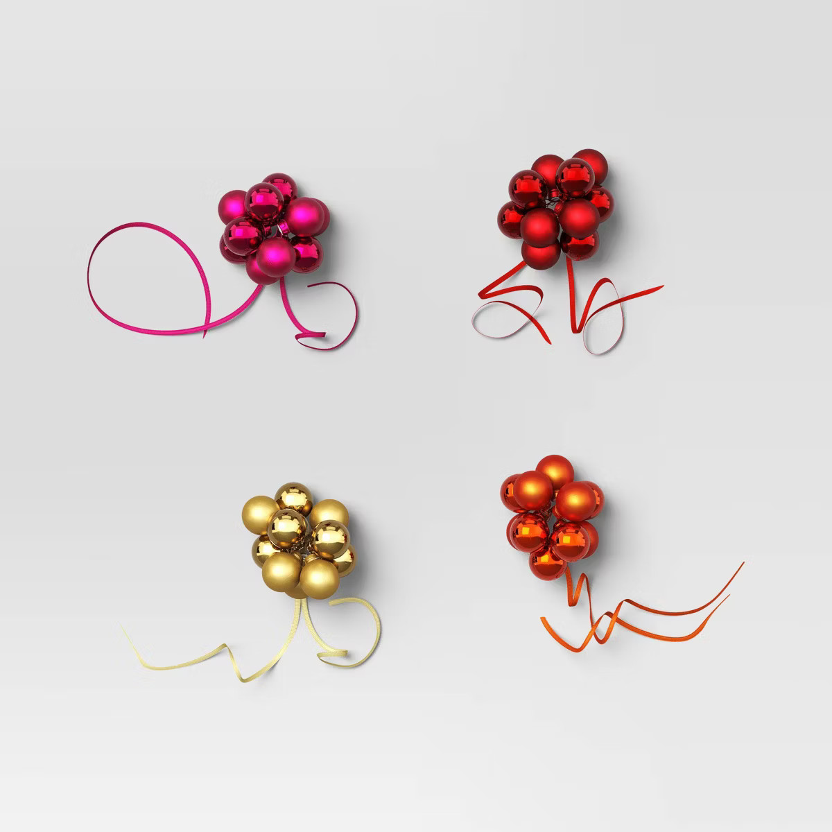 4ct Shatter-Resistant Ornament Cluster Christmas Gift Topper Red/Pink/Orange - Wondershop™ | Target