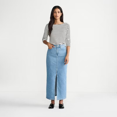 Lands' End Women's Soft Denim Maxi Skirt - 16 - Hutton Blue Wash | Target