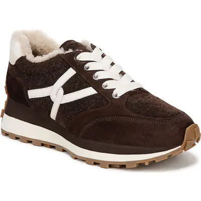Veronica Beard Valentina Genuine Shearling Lined Sneaker in Sand at Nordstrom, Size 5 | Nordstrom