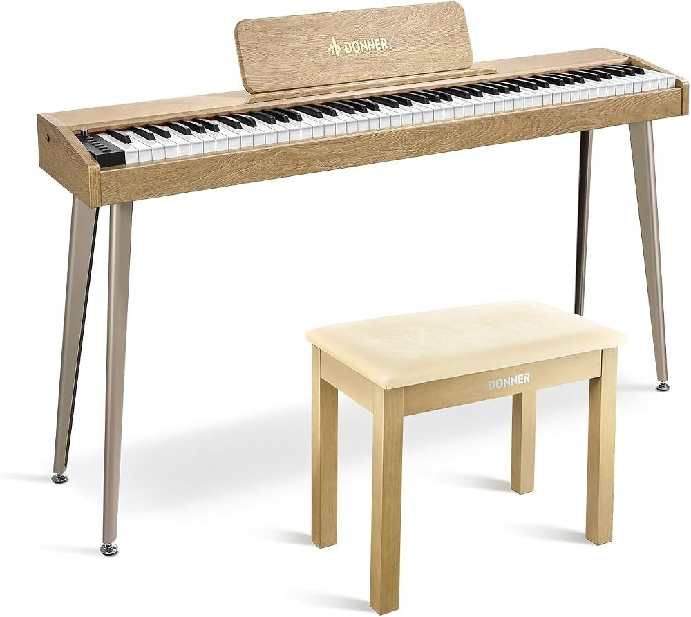 Donner DDP-60 Digital Piano + Light Wood Color Piano Bench | Amazon (US)