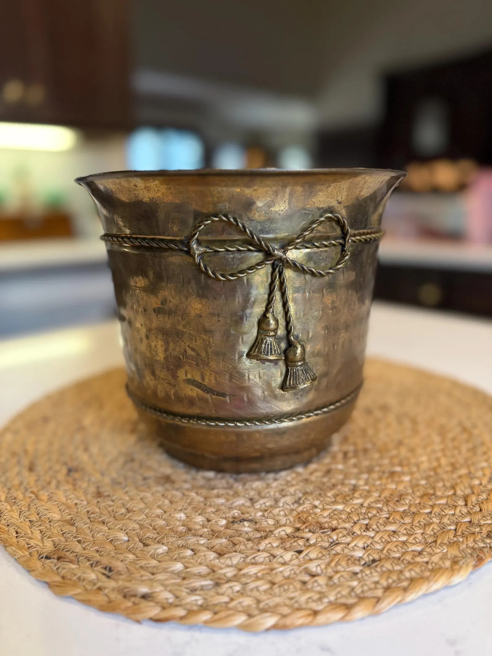 Vintage Brass Bow and Tassel Planter | Etsy (US)