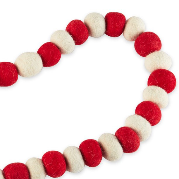 Holiday Time Red and White Wool Christmas Garland, 6' - Walmart.com | Walmart (US)