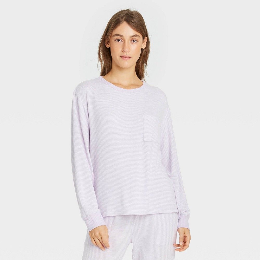 Women's Striped Perfectly Cozy Lounge Sweatshirt - Stars Above Purple S | Target