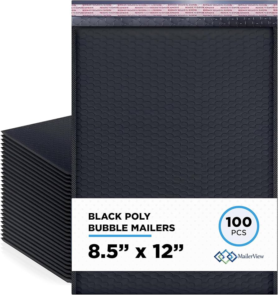 Black Bubble Mailers 8.5x12, Self Seal Poly Padded Envelopes #2, 100 Pack | Amazon (US)