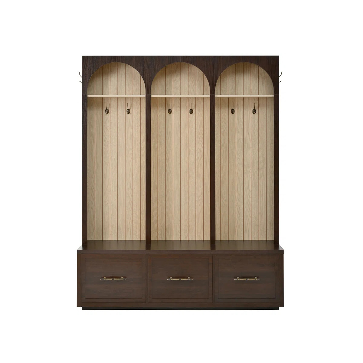 Farmhouse Wooden Style Hall Tree with Arched Design | Wayfair North America