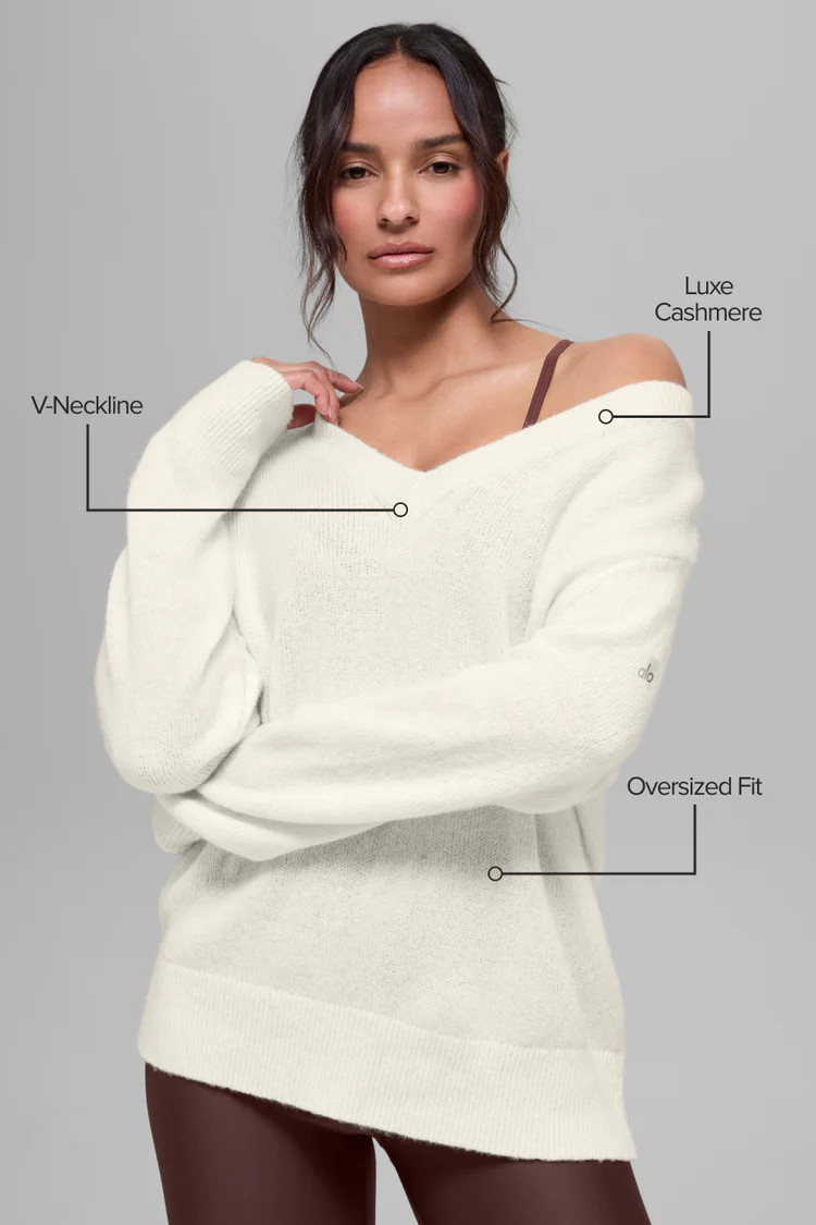 Wool Cashmere New Class Oversized V-Neck Sweater | Alo Yoga